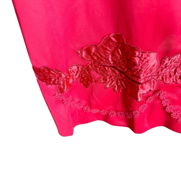 Vintage 50s 60s Nan Flower Red Nylon Slip Nightgown Boudoir Rockabilly Grunge 38 - Picture 8 of 13